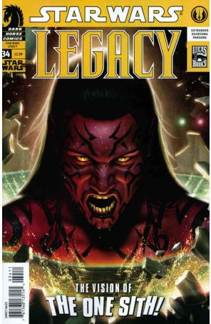 Star Wars: Legacy 34 published by Dark Horse with cover art by Daniel Dos Santos