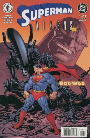 Superman/Aliens 2: God War 1 published by Dark Horse with cover art by Jon Bogdanove