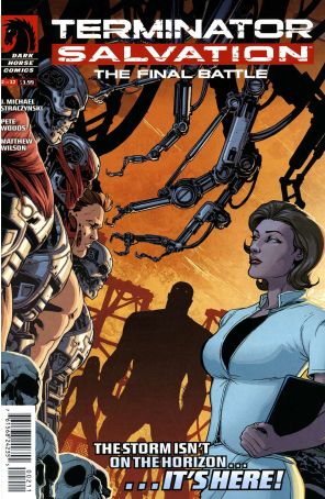 Terminator Salvation: The Final Battle 2 published by Dark Horse with cover art by Pete Woods and Matthew Wilson (colors)