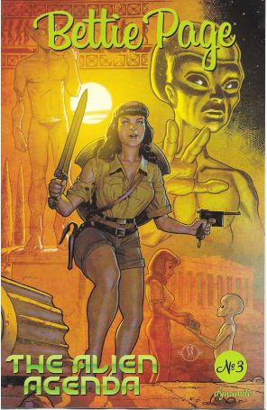 Bettie Page and the Alien Agenda 3C published by Dynamite with cover art by Stéphane Roux