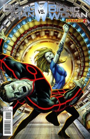 The Bionic Man Vs. The Bionic Woman 2A published by Dynamite with cover art by Sean Chen