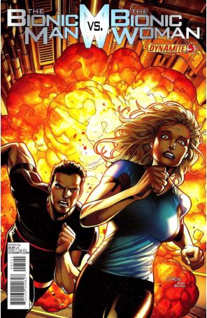 The Bionic Man Vs. The Bionic Woman 5A published by Dynamite with cover art by Sean Chen