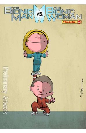 The Bionic Man Vs. The Bionic Woman 5C published by Dynamite with cover art by Chris Eliopoulos