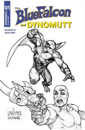 The Blue Falcon and Dynomutt 1L published by Dynamite with cover art by Joseph Michael Linsner