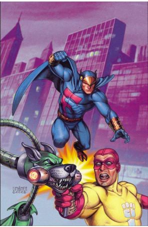 The Blue Falcon and Dynomutt 1O published by Dynamite with cover art by Joseph Michael Linsner