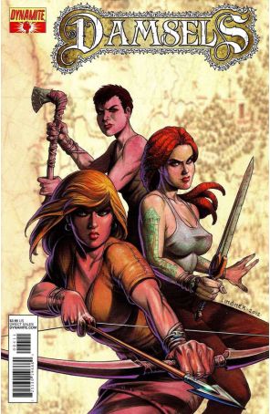 Damsels 4A published by Dynamite with cover art by Joseph Michael Linsner