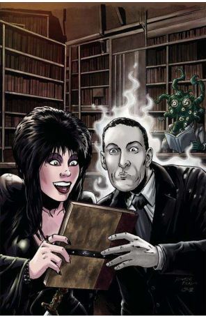 Elvira Meets H.P. Lovecraft 2H published by Dynamite with cover art by Kewber Baal