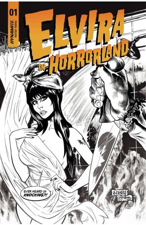 Elvira in Horrorland 1F published by Dynamite with cover art by Dave Acosta