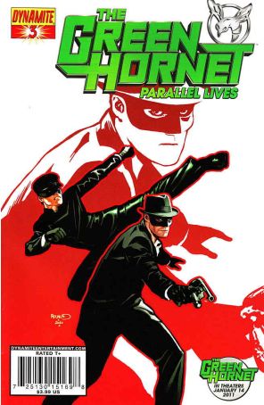 Green Hornet: Parallel Lives 3 published by Dynamite with cover art by Paul Renaud