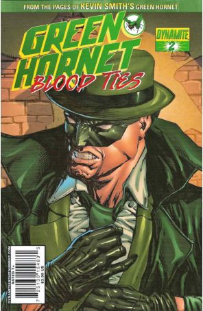 Green Hornet: Blood Ties 2 published by Dynamite with cover art by Johnny Desjardins