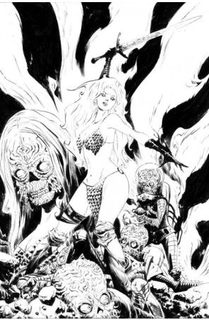 Red Sonja Attacks Mars 1H published by Dynamite with cover art by Jae Lee
