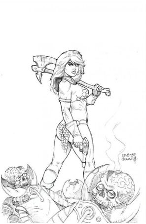 Red Sonja Attacks Mars 1J published by Dynamite with cover art by Joseph Michael Linsner