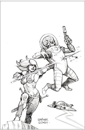 Red Sonja Attacks Mars 3I published by Dynamite with cover art by Joseph Michael Linsner