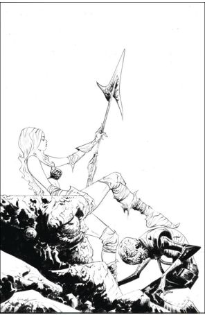 Red Sonja Attacks Mars 4G published by Dynamite with cover art by Jae Lee