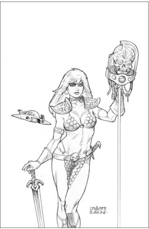 Red Sonja Attacks Mars 4I published by Dynamite with cover art by Joseph Michael Linsner