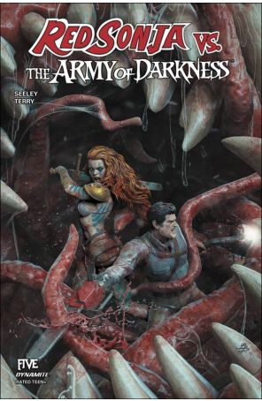 Red Sonja Vs. The Army of Darkness 5A published by Dynamite with cover art by Björn Barends