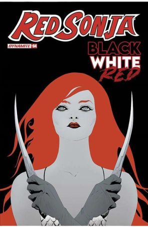 Red Sonja: Black, White, Red 4C published by Dynamite with cover art by Jae Lee