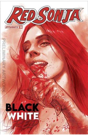 Red Sonja: Black, White, Red 4E published by Dynamite with cover art by Lucio Parrillo