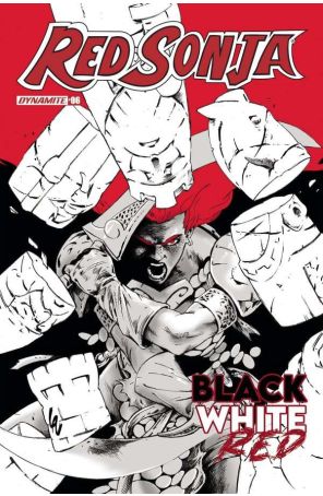 Red Sonja: Black, White, Red 6C published by Dynamite with cover art by Jonathan Lau
