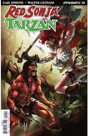 Red Sonja/Tarzan 1E published by Dynamite with cover art by Sergio Davila