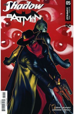 The Shadow/Batman 5A published by Dynamite with cover art by Brandon Peterson