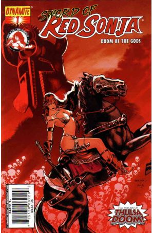Sword of Red Sonja: Doom of the Gods 1A published by Dynamite with cover art by Paul Renaud