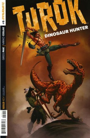 Turok: Dinosaur Hunter (Dynamite, Vol. 1) 5 published by Dynamite with cover art by Bart Sears