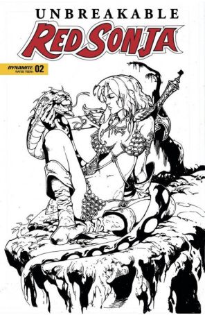 Unbreakable Red Sonja 2P published by Dynamite with cover art by Roberto Castro