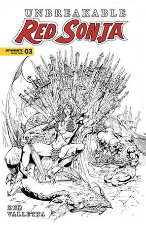Unbreakable Red Sonja 3P published by Dynamite with cover art by Roberto Castro