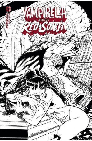 Vampirella Versus Red Sonja 3O published by Dynamite with cover art by Joe Quinones