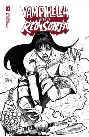 Vampirella Versus Red Sonja 3P published by Dynamite with cover art by Alessandro Ranaldi