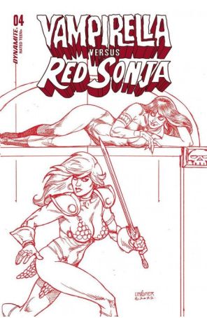 Vampirella Versus Red Sonja 4S published by Dynamite with cover art by Joseph Michael Linsner