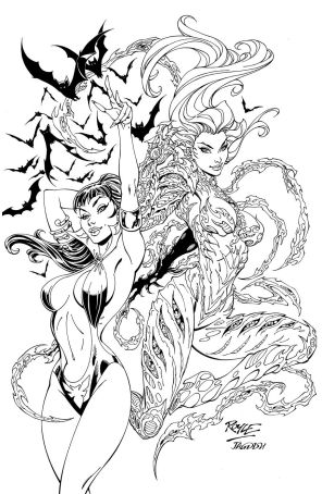 Vampirella X Witchblade 1R published by Dynamite with cover art by John Royle