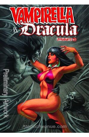 Vampirella vs. Dracula 5 published by Dynamite with cover art by Joseph Michael Linsner