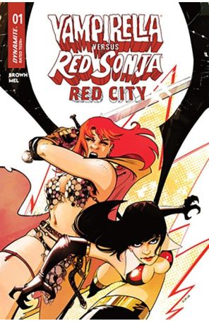 Vampirella vs. Red Sonja: Red City 1A published by Dynamite with cover art by Sebastián Píriz