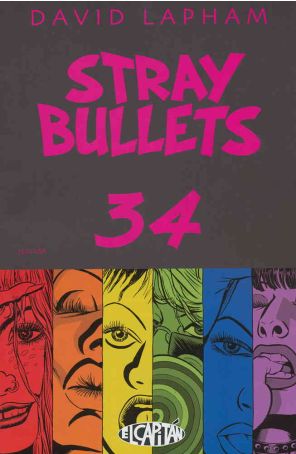 Stray Bullets 34 published by El Capitan with cover art by David Lapham