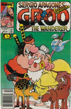 Groo the Wanderer 34 (Newsstand) published by Epic with cover art by Sergio Aragonés