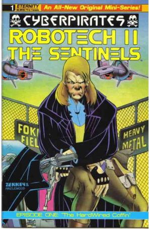Robotech II: The Sentinels Cyberpirates 1 published by Eternity with cover art by Thomas Tenney