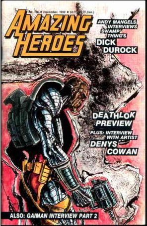 Amazing Heroes 186 published by Fantagraphics with cover art by Denys Cowan