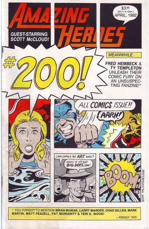 Amazing Heroes 200 published by Fantagraphics with cover art by Scott McCloud
