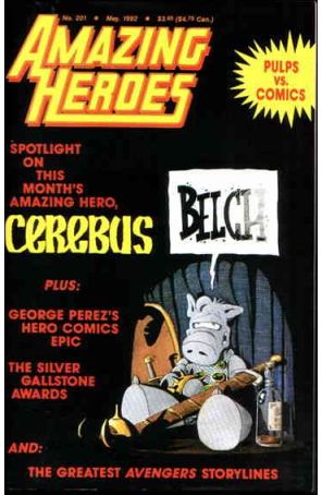 Amazing Heroes 201 published by Fantagraphics with cover art by Dave Sim