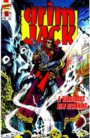 Grimjack 55 published by First with cover art by Flint Henry and Timothy Truman