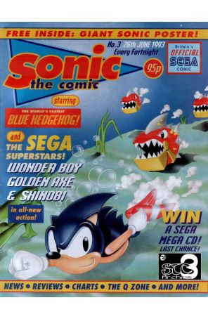 Sonic the Comic 3 published by Fleetway Quality with cover art by Ferran Rodriguez