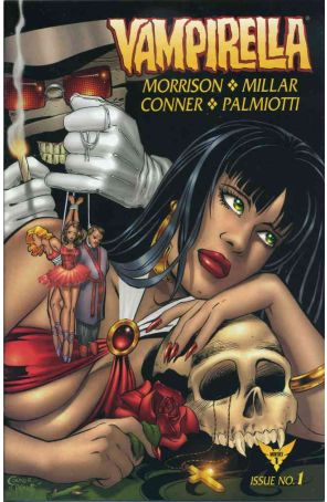 Vampirella Monthly 1E published by Harris with cover art by Amanda Conner