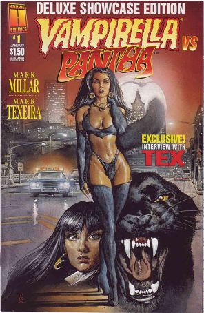 Vampirella vs Pantha Ashcan 1 published by Harris with cover art by Mark Texeira, Joe Jusko