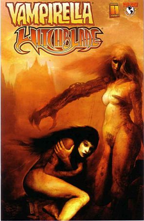 Vampirella/Witchblade: Union of the Damned 1B published by Harris with cover art by Christopher Shy