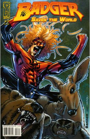 Badger Saves The World 3 published by IDW with cover art by Nick Hansen