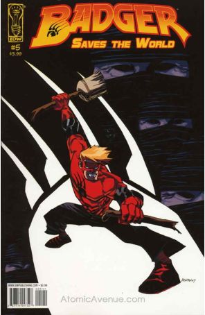 Badger Saves The World 5 published by IDW with cover art by Michael Avon Oeming