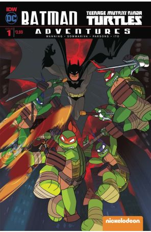 Batman/Teenage Mutant Ninja Turtles Adventures 1 (2nd) published by IDW with cover art by Jon Sommariva