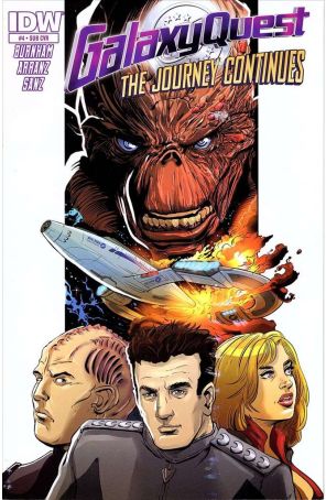 Galaxy Quest: The Journey Continues 4A published by IDW with cover art by Vincent Riley